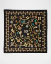 Dolce & Gabbana Floral Crystal Foulard Silk Scarf