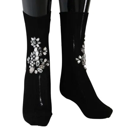 Dolce & Gabbana Floral Crystal-embellished Socks In Multi