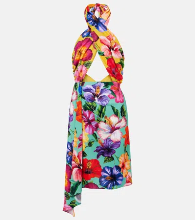 Dolce & Gabbana Floral Cutout Wrap Dress In Multi