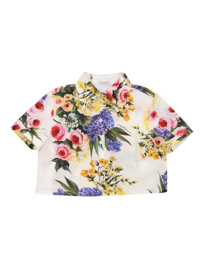 Dolce & Gabbana Kids' Floral D&g Shirt In Green