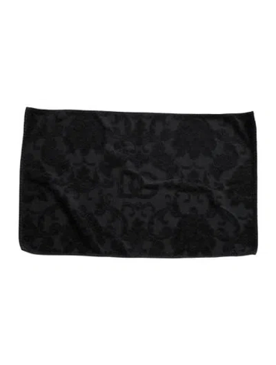 Pre-owned Dolce & Gabbana Floral Damask Terry Cloth Bath Mat In Black