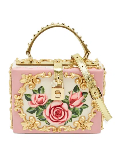 Pre-owned Dolce & Gabbana Floral-detail Mini Bag In White