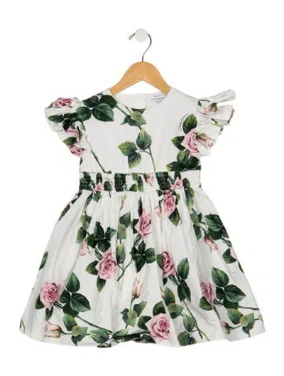 Pre-owned Dolce & Gabbana Babies' Floral Dress In White