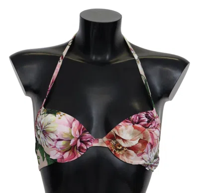 Dolce & Gabbana Floral Elegance Elastic Bikini Women's Top In Multicolor