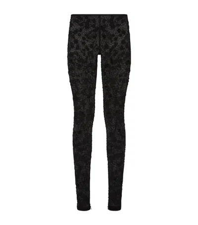 Dolce & Gabbana Floral-embellished Leggings In Black