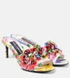 Dolce & Gabbana Floral Embellished Mules In Multicoloured