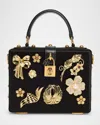 Dolce & Gabbana Floral Embellished Satin Box Top-handle Bag In Black