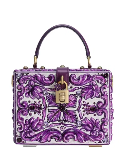 DOLCE & GABBANA FLORAL-EMBELLISHED TOP-HANDLE BAG