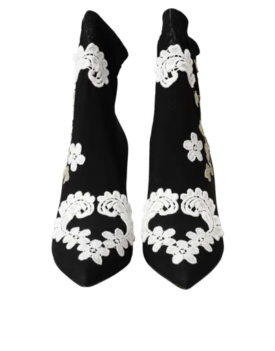 Dolce & Gabbana Floral Embroidered Boot In Multi