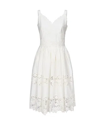 Dolce & Gabbana Floral Embroidered Cutout Midi-dress In White