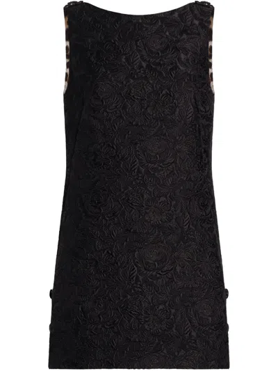 DOLCE & GABBANA FLORAL-EMBROIDERED MINI DRESS