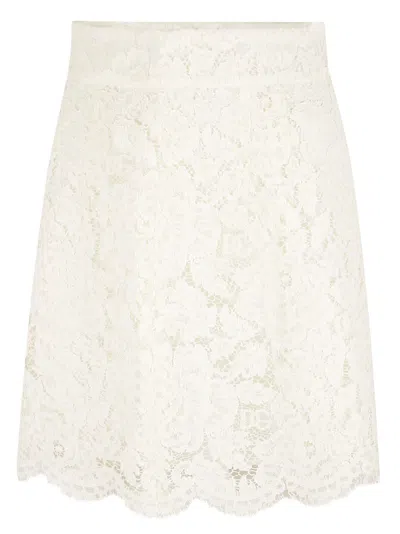 DOLCE & GABBANA FLORAL EMBROIDERED PERFORATED SKIRT