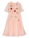 Dolce & Gabbana Floral-embroidery Silk Dress In Pink
