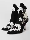 Dolce & Gabbana Floral-embroidered Jersey Stiletto Boot In Black