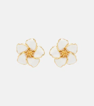 Dolce & Gabbana Floral Enamel Clip-on Earrings In Gold