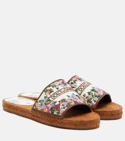 Dolce & Gabbana Dg Logo Leather Espadrille In Brown