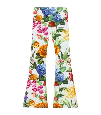 Dolce & Gabbana Kids' Floral Flared Leggings In White