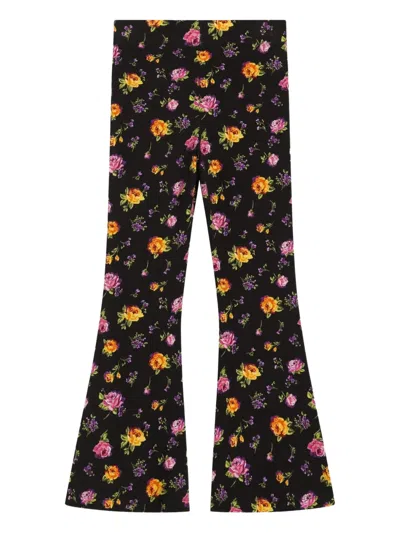 Dolce & Gabbana Kids' Floral Flared Trousers In Black