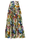 Dolce & Gabbana Multicolor Maxi Skirt With Logo Lettering Detail On The Front And All-over Floral Print In Cotton Wo In Multi