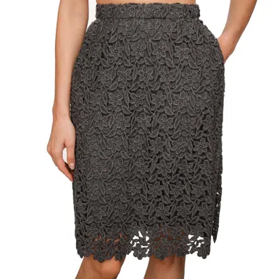 Pre-owned Dolce & Gabbana Floral Flower Lace Wool Silk Oencil Skirt Gray 07093