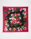 Dolce & Gabbana Floral Foulard Silk Scarf In Black
