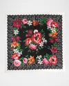 Dolce & Gabbana Floral Foulard Silk Scarf In Black