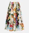 Dolce & Gabbana Flower Bouquet Pleated Popeline Midi Skirt In Multi
