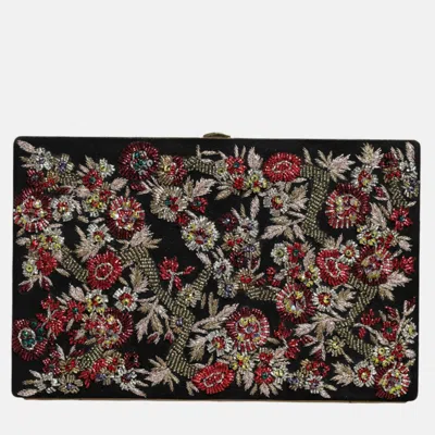 Pre-owned Dolce & Gabbana Floral Gold Frame Multicolor Fabric Clutch Evening Purse Bag