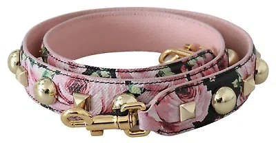 Pre-owned Dolce & Gabbana Floral Gold Stud Leather Strap In Pink