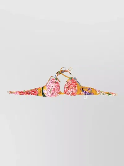 Dolce & Gabbana Floral Halter Bikini Top Beachwear Resort In Multi