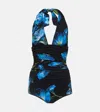 Dolce & Gabbana Floral Halterneck Swimsuit In Multicoloured