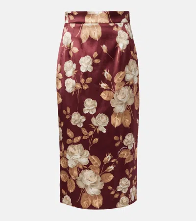 Dolce & Gabbana Floral-print Cotton-blend Jacquard Skirt In Multi