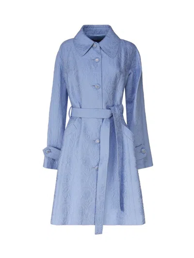 Dolce & Gabbana La Bella Vita Coat In Cotton Blend In Clear Blue