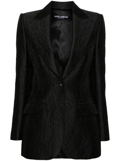 Dolce & Gabbana Single-breasted Jacquard Blazer In Black