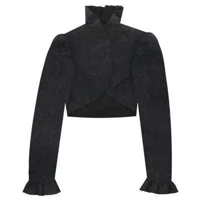 Pre-owned Dolce & Gabbana Floral Jacquard Bolero Jacket In Black