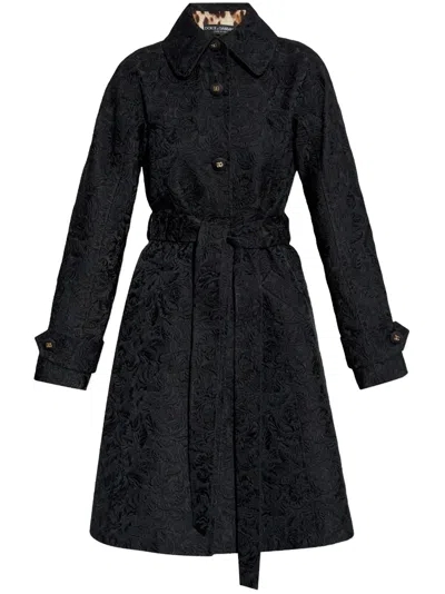 Dolce & Gabbana Floral-jacquard Coat In Schwarz