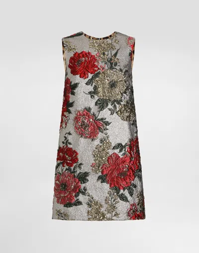 Dolce & Gabbana Floral Jacquard Dress In Multi
