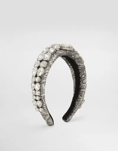 DOLCE & GABBANA FLORAL JACQUARD HEADBAND WITH EMBROIDERY