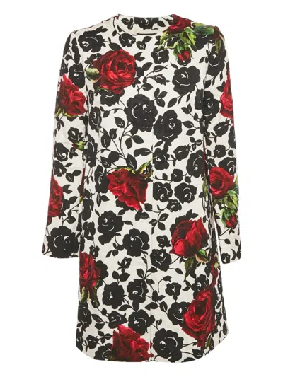 Pre-owned Dolce & Gabbana Floral Jacquard Jacket In White