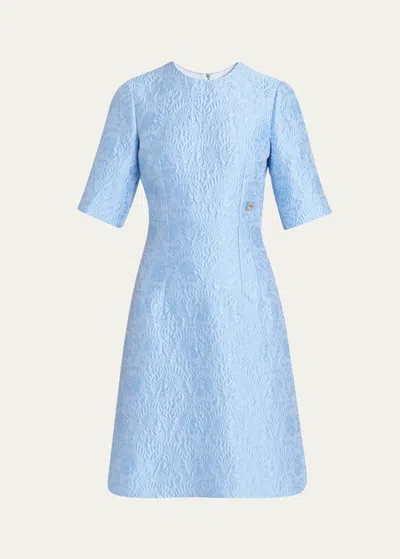 Dolce & Gabbana Women's Short Sleeve Brocade Midi Dress In F3981