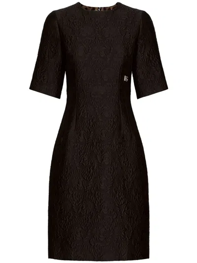 Dolce & Gabbana Floral Motif Midi Dress In Black
