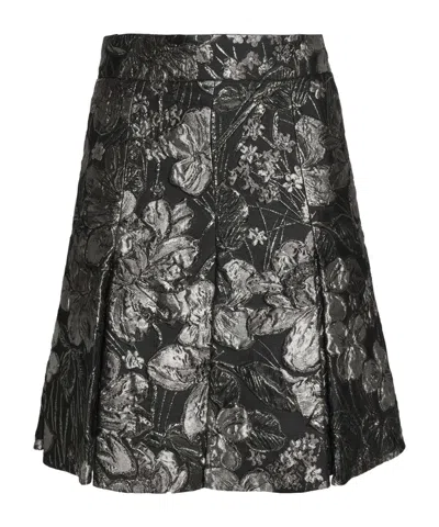 Dolce & Gabbana Floral Jacquard Midi Skirt In Black