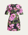Dolce & Gabbana Black Floral Cotton Dress With Peonies In Blkprtfuch