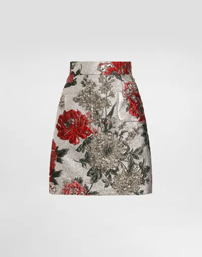 Dolce & Gabbana Floral Jacquard Mini Skirt In Multi
