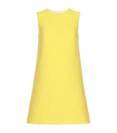 Dolce & Gabbana Matelasse Fiori Jacquard Mini Dress In Yellow