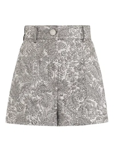 Dolce & Gabbana Floral-jacquard Shorts In Gray