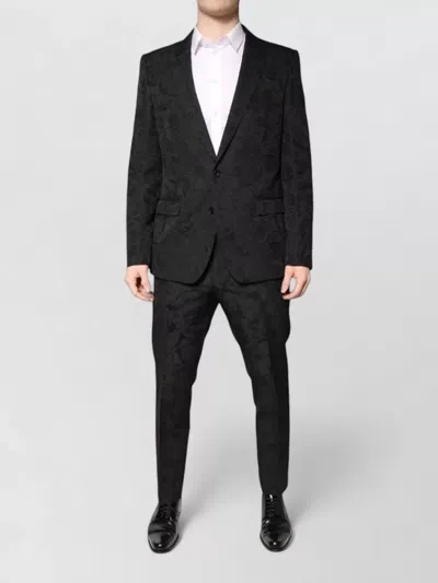 Dolce & Gabbana Floral Jacquard Single-breasted Suit In Black