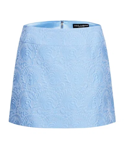 Dolce & Gabbana Floral Jacquard Skirt In Blue