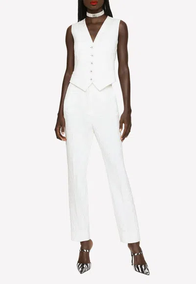 Dolce & Gabbana Floral Jacquard Tailored Pants In White