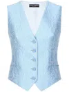 Dolce & Gabbana Floral Quilted Jacquard Vest In Blue